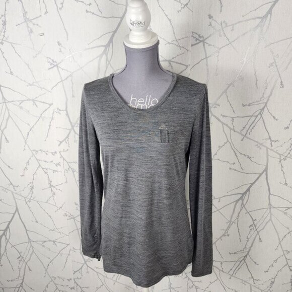 Icebreaker Gray 87% Merino Wool Round Neck Baselayer Long Sleeve - Picture 1 of 6